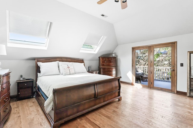 3113 Turnberry Rd, Saint Charles, IL 60174 - bedroom featuring a skylight, access to outside, vaulted ceiling, light wood-style floors, and baseboards