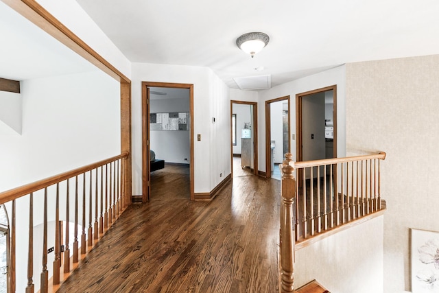 3113 Turnberry Rd, Saint Charles, IL 60174 - hall with an upstairs landing, dark wood-type flooring, and baseboards