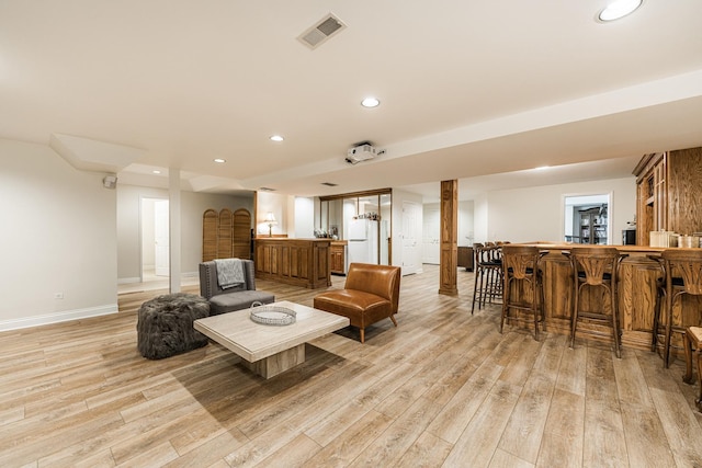 3113 Turnberry Rd, Saint Charles, IL 60174 - living area with bar, light wood-style floors, baseboards, and recessed lighting