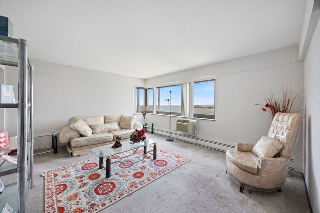 7337 S S Shore Dr Unit 1227, Chicago, IL 60649 - living room with carpet flooring, a baseboard radiator, and a wall unit AC
