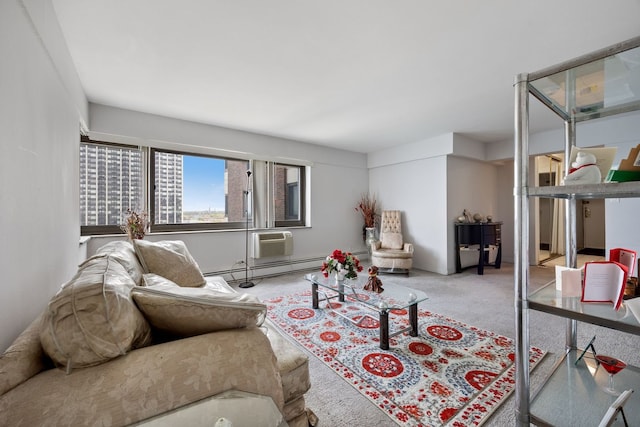 7337 S S Shore Dr Unit 1227, Chicago, IL 60649 - living room with carpet floors, an AC wall unit, and a baseboard heating unit