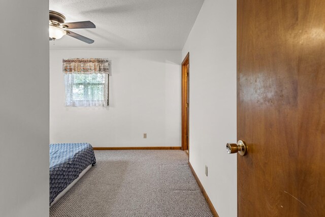 849 N Piatt St, Bement, IL 61813 - carpeted bedroom featuring baseboards, a ceiling fan, and a textured ceiling