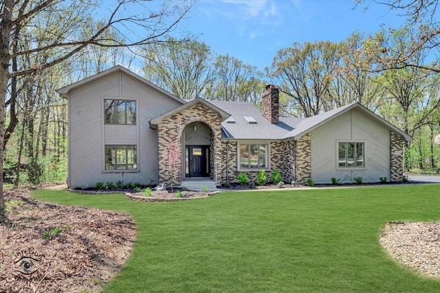 2639 E Shady Grove Ct, Crete, IL 60417 - view of front of house with a front yard and a chimney
