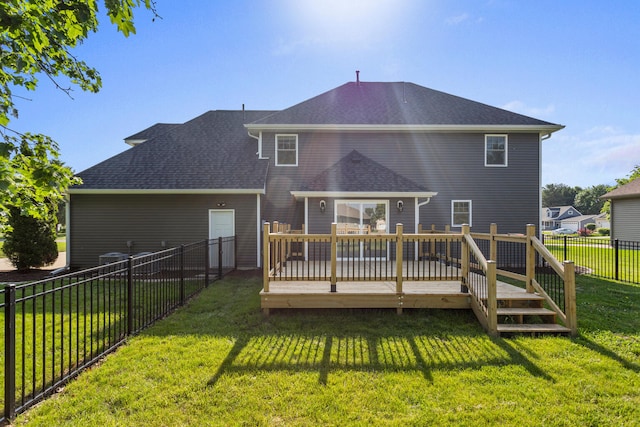 2012 Spruce Ln, Monticello, IL 61856 - rear view of house featuring a wooden deck and a shingled roof
