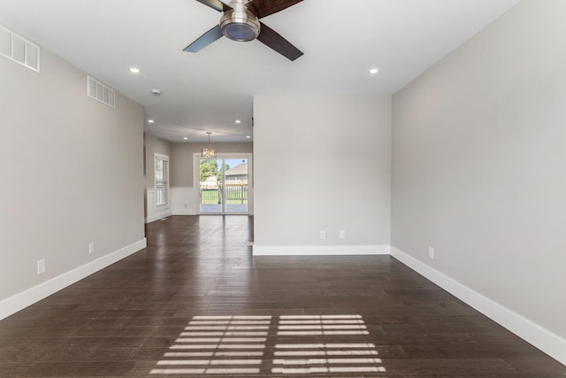 2012 Spruce Ln, Monticello, IL 61856 - unfurnished living room with a ceiling fan, wood finished floors, recessed lighting, and baseboards