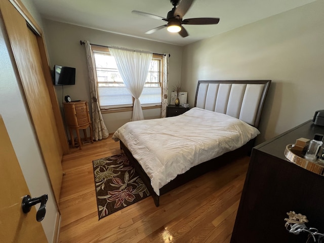 7700 Le Claire Ave, Skokie, IL 60077 - bedroom with wood finished floors, ceiling fan, and a closet