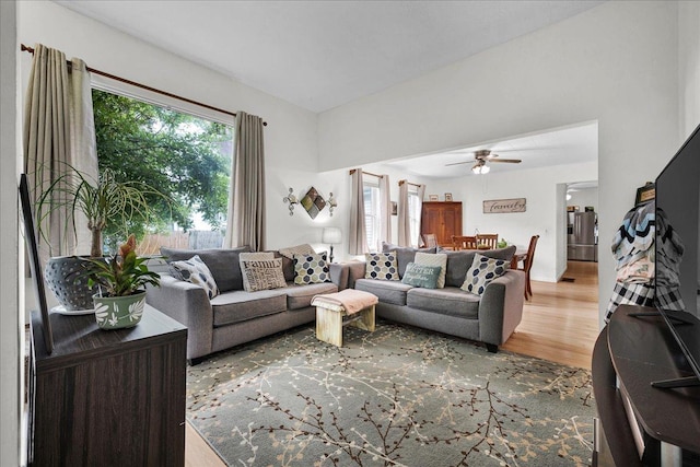 1216 N Oak St, Bloomington, IL 61701 - living room featuring wood finished floors and ceiling fan