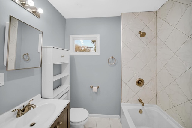 1513 Euclid Ave, Chicago Heights, IL 60411 - bathroom with toilet, vanity, tile patterned floors, and  shower combination