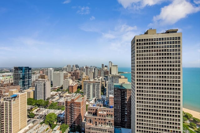 city view with a large body of water
