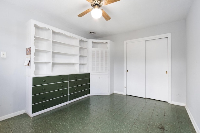 12217 S 68th Ct, Palos Heights, IL 60463 - unfurnished bedroom featuring baseboards, a closet, and a ceiling fan