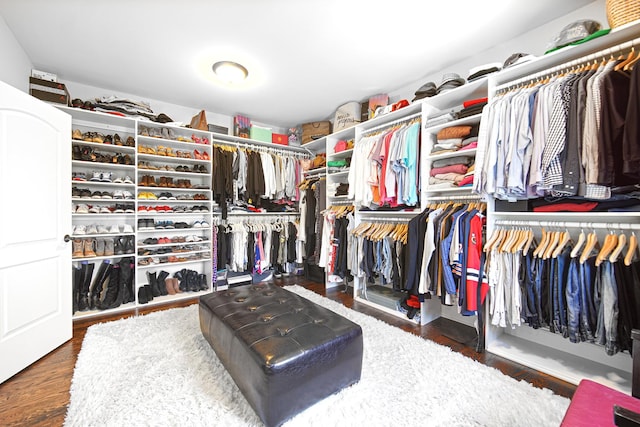 spacious closet with wood finished floors