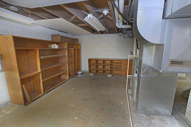 122 W Allen St, Ottawa, IL 61350 - unfinished basement with concrete block wall and heating unit