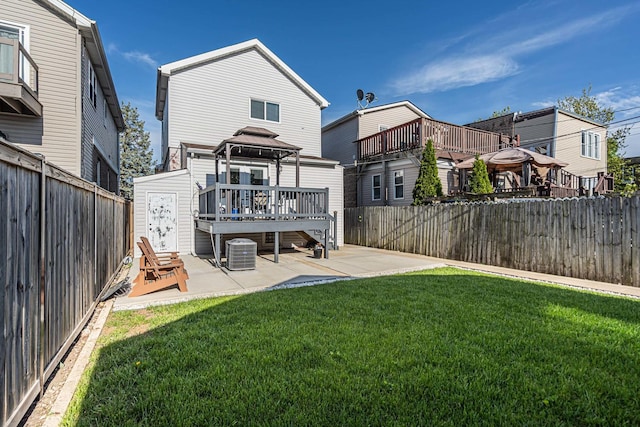 2906 N Menard Ave, Chicago, IL 60634 - back of house featuring a gazebo, central AC, a patio area, and a wooden deck