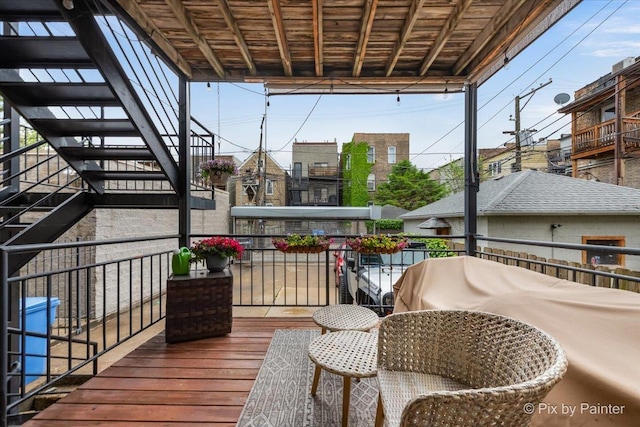 2447 W Walton St Unit 1, Chicago, IL 60622 - wooden terrace with stairway