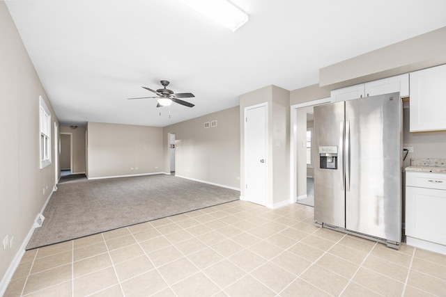 15252 Larkspur Ln, Orland Park, IL 60462 - unfurnished living room with ceiling fan, light carpet, and baseboards