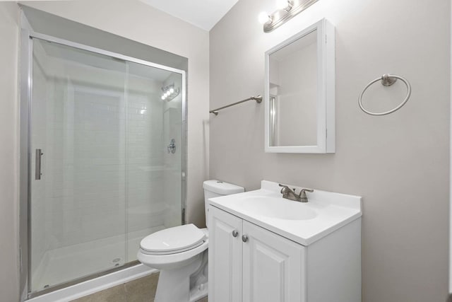 15252 Larkspur Ln, Orland Park, IL 60462 - full bath with a stall shower, toilet, vanity, and tile patterned flooring