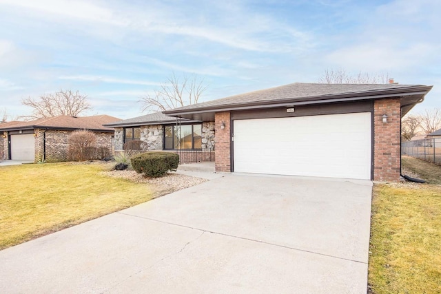 15252 Larkspur Ln, Orland Park, IL 60462 - view of front of house featuring a front lawn, brick siding, driveway, and a garage