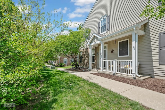 247 Springbrook Trl S, Oswego, IL 60543 - view of side of home featuring covered porch and a lawn