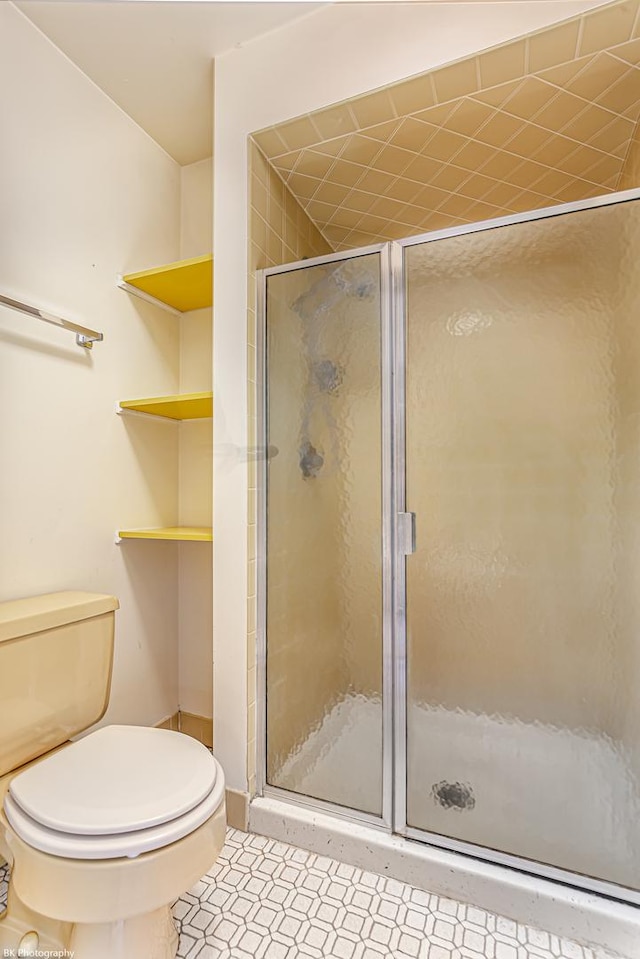 8245 Willow Dr Unit 43D, Palos Hills, IL 60465 - full bath featuring a shower stall, toilet, and tile patterned floors