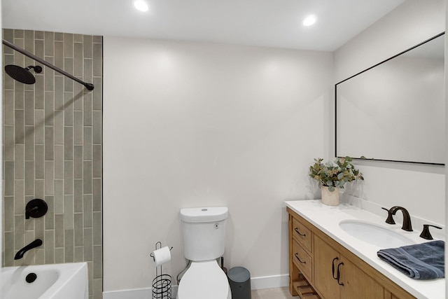 407 Meadow Ave, Frankfort, IL 60423 - full bathroom featuring toilet, vanity, recessed lighting, baseboards, and tub / shower combination