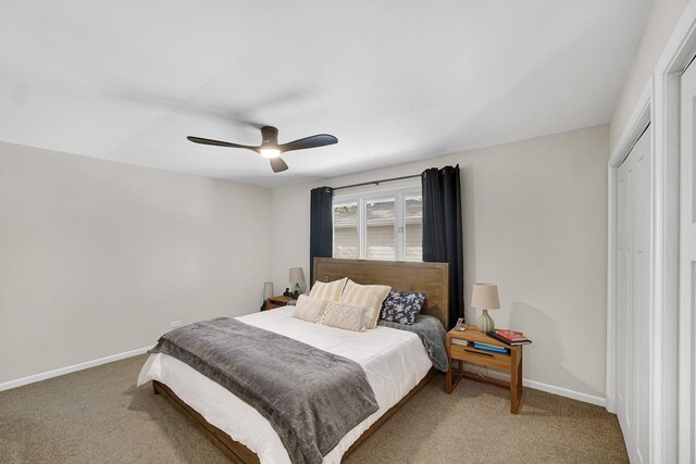 407 Meadow Ave, Frankfort, IL 60423 - bedroom featuring carpet flooring, baseboards, a ceiling fan, and a closet