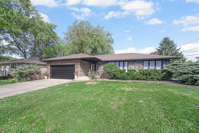 407 Meadow Ave, Frankfort, IL 60423 - view of front of property with an attached garage, a front lawn, driveway, and brick siding