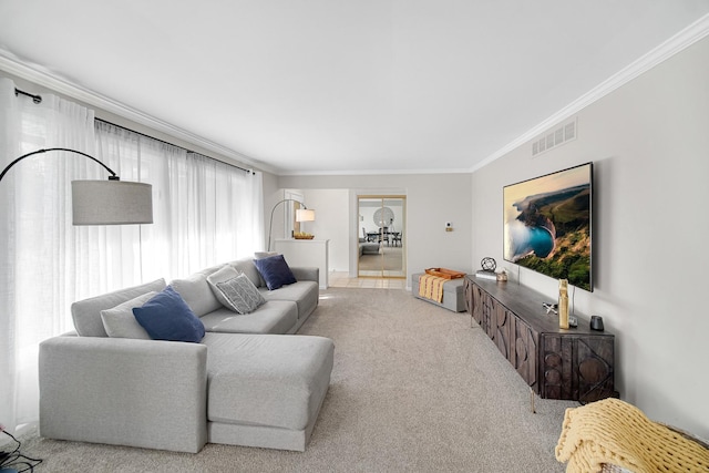 407 Meadow Ave, Frankfort, IL 60423 - carpeted living room featuring ornamental molding