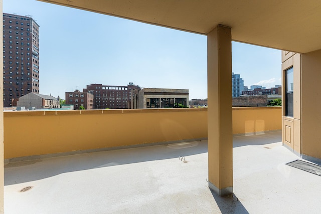 view of patio featuring a city view