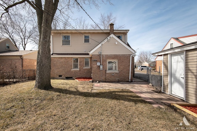 10925 Lyman Ave, Chicago Ridge, IL 60415 - rear view of property featuring a chimney, brick siding, and crawl space