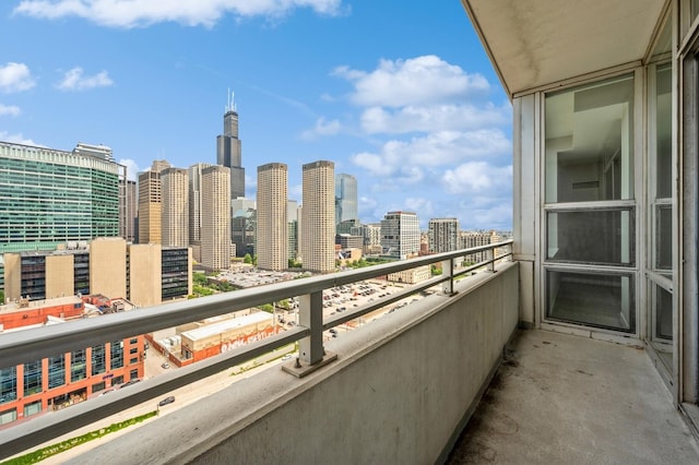 balcony featuring a view of skyline