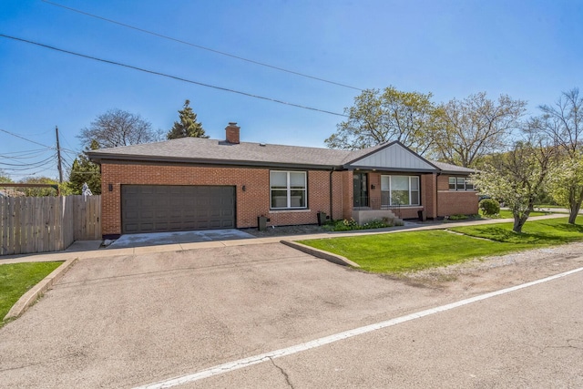 9543 Lorel Ave, Skokie, IL 60077 - ranch-style home featuring brick siding, a garage, and a chimney