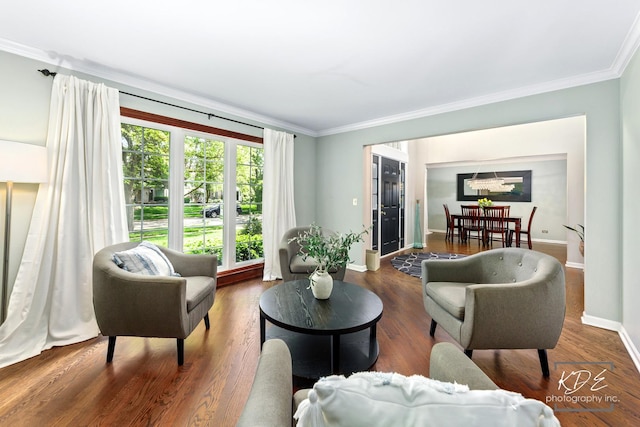 480 De Lasalle Ave, Naperville, IL 60565 - living area with ornamental molding, baseboards, and wood finished floors