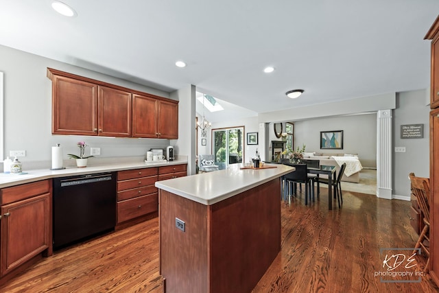 480 De Lasalle Ave, Naperville, IL 60565 - kitchen featuring dishwasher, dark wood finished floors, light countertops, recessed lighting, and a kitchen island