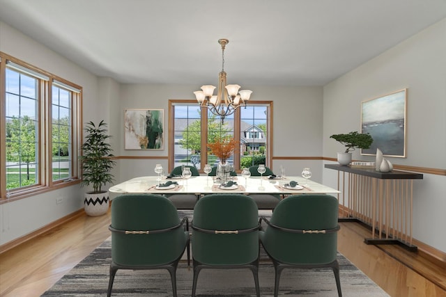 12195 Oxford Ct, Lemont, IL 60439 - dining room with a chandelier, plenty of natural light, light wood-type flooring, and radiator