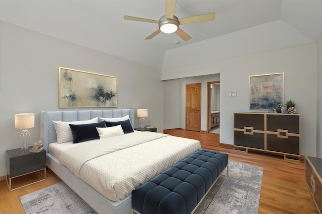 12195 Oxford Ct, Lemont, IL 60439 - bedroom featuring wood finished floors, vaulted ceiling, and ceiling fan