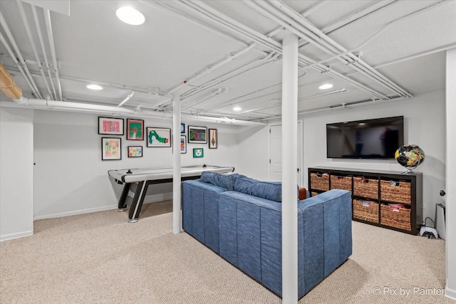 705 Hunter Rd, Glenview, IL 60025 - living room featuring carpet floors, recessed lighting, and baseboards
