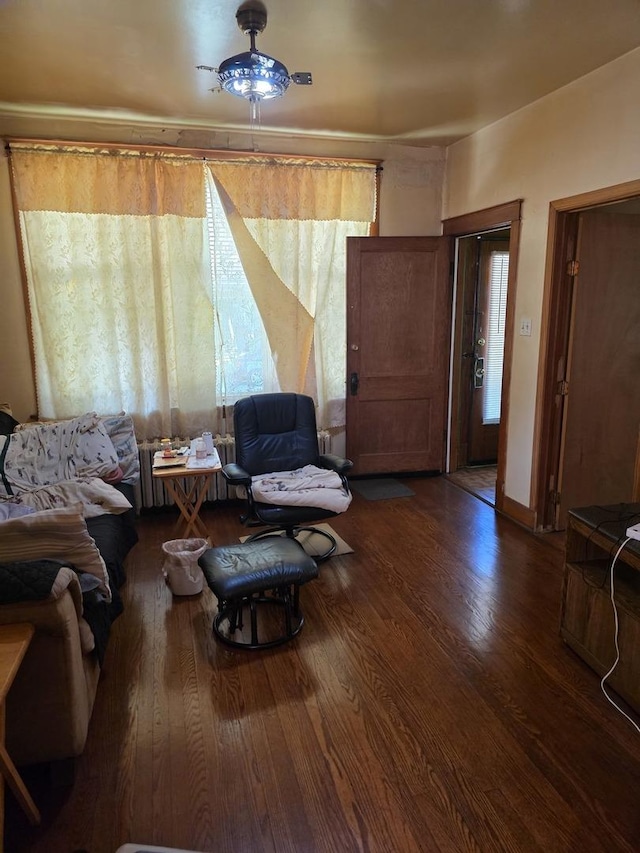 living area featuring wood finished floors
