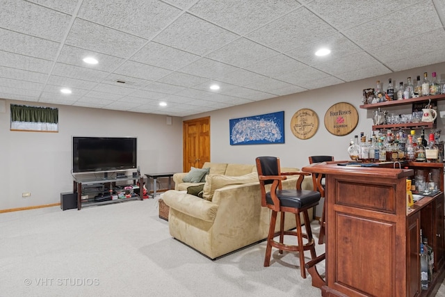 16 Rock River Ct, Naperville, IL 60565 - indoor dry bar with carpet, recessed lighting, baseboards, and a drop ceiling