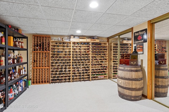 16 Rock River Ct, Naperville, IL 60565 - wine area with a drop ceiling, carpet flooring, and recessed lighting