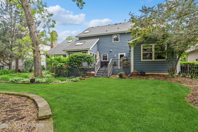 16 Rock River Ct, Naperville, IL 60565 - rear view of property with a wooden deck and a shingled roof