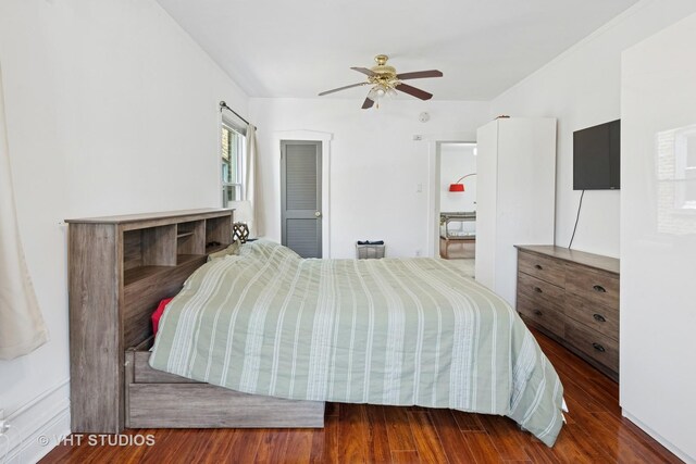 5814 N Campbell Ave, Chicago, IL 60659 - bedroom with wood finished floors and a ceiling fan