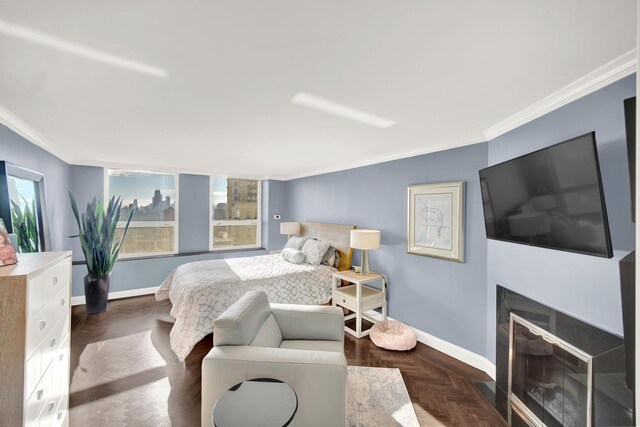 2626 N Lakeview Ave Unit 2703, Chicago, IL 60614 - bedroom with ornamental molding, baseboards, and a fireplace