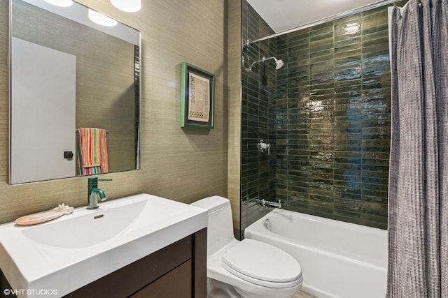 510 W Erie St Unit 1606, Chicago, IL 60654 - bathroom featuring shower / bathtub combination with curtain, toilet, and vanity