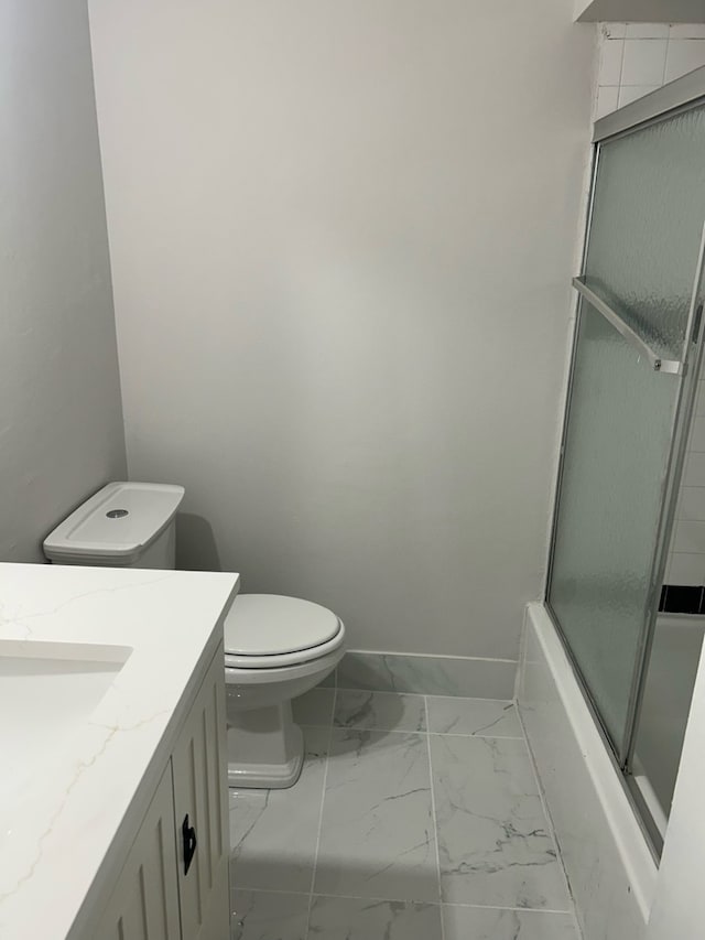 18W118 14th St, Villa Park, IL 60181 - full bathroom with marble look tiles, vanity, and shower / bath combination with glass door