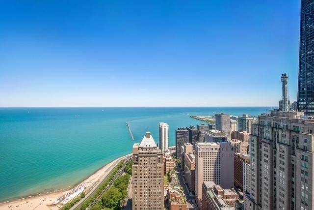water view with nearby urban area and local beach