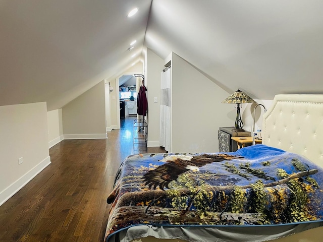 4623 S Harding Ave, Chicago, IL 60632 - bedroom with wood finished floors, vaulted ceiling, and baseboards