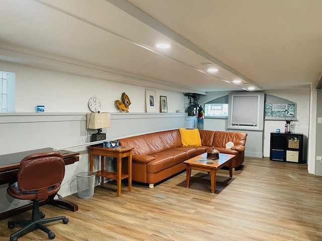 4623 S Harding Ave, Chicago, IL 60632 - living area with light wood-style flooring, recessed lighting, and an office area