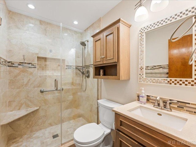 48W142 Milnamow Dr, Maple Park, IL 60151 - bathroom featuring a shower stall, vanity, and recessed lighting