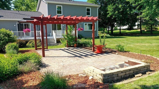 48W142 Milnamow Dr, Maple Park, IL 60151 - back of property featuring a pergola, a patio, a deck, and a yard