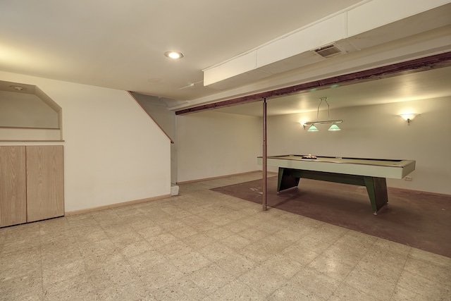 512 S Hebbard St, Joliet, IL 60433 - finished basement featuring baseboards, tile patterned floors, billiards table, and recessed lighting